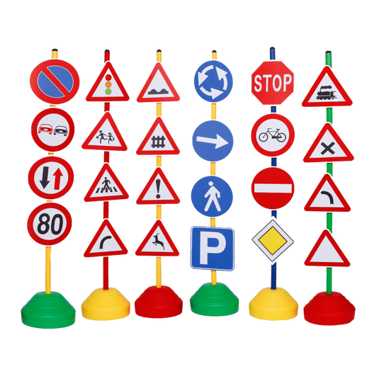 Conjunto de 24 Sinais de Trânsito Simulados em Plástico
