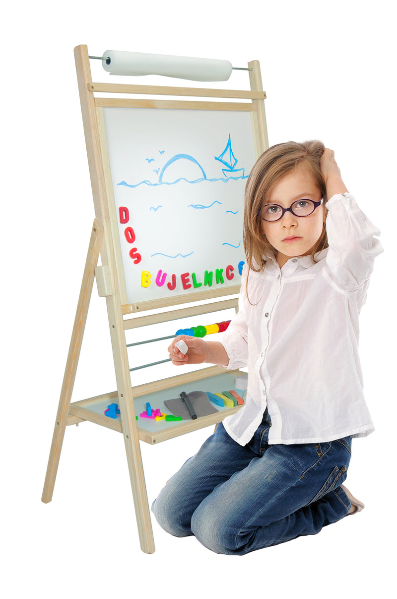 Load image into Gallery viewer, Quadro Rotativo Magnético em Madeira Natural com Rolo de Papel e Relógio