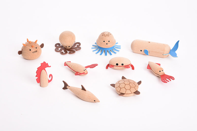 Load image into Gallery viewer, Wooden sea creatures