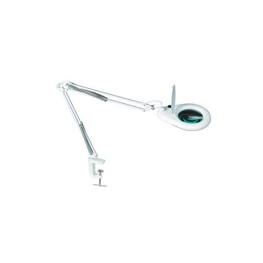 Bench lamp with magnifying glass