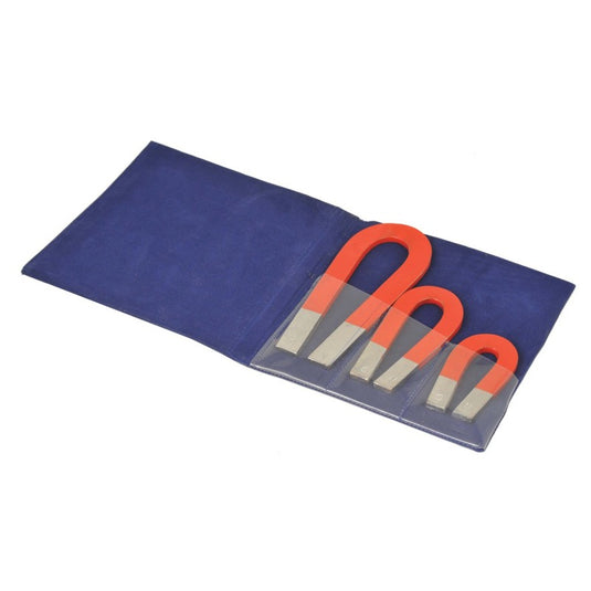 Conjunto de 3 imanes, em ferradura, de aço com liga de cromo