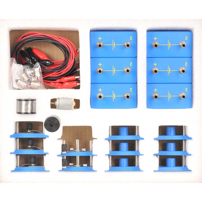 Kit Electrico Escolar (Pila, bombilla, portalamparas, interruptor y cable)