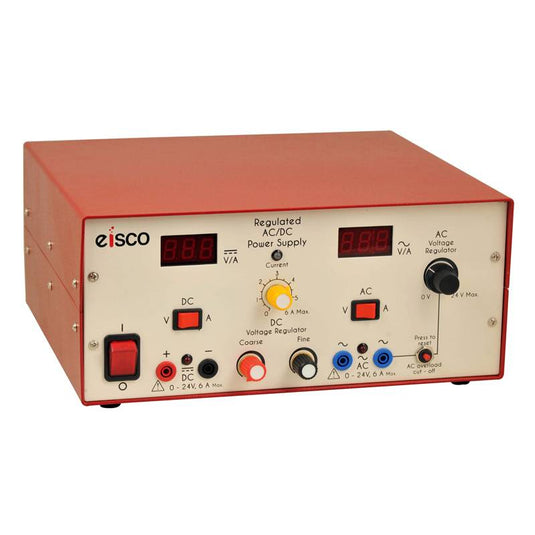 Fonte de alimentação regulável, digital baixa tensão CC/CA (0-24V - 6A)