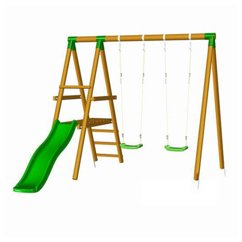 Load image into Gallery viewer, Double wooden swing with slide and ladders
