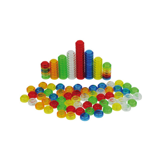 Set of 500 stackable translucent buttons