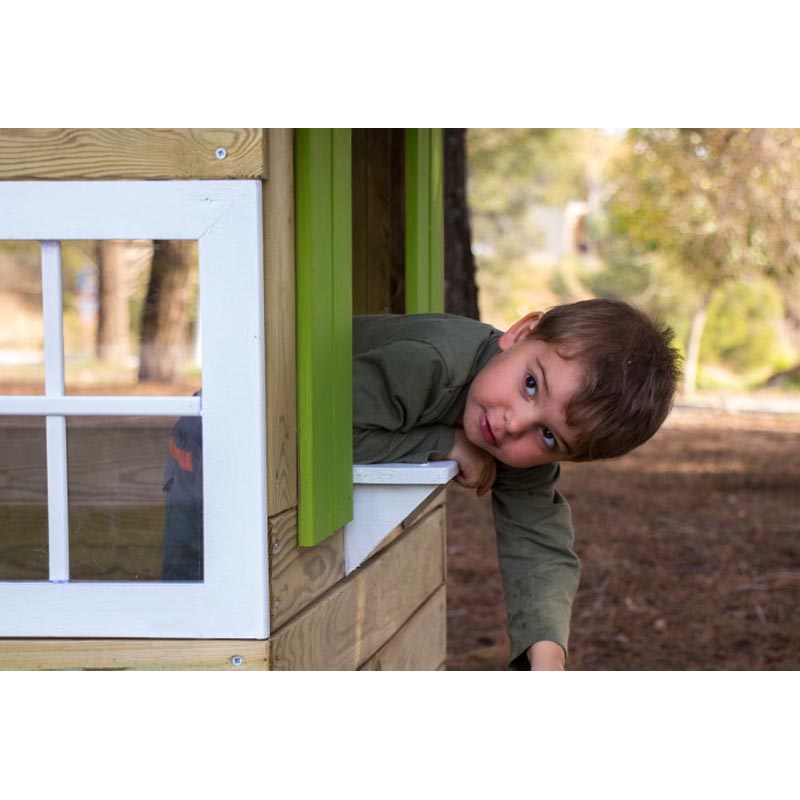 Load image into Gallery viewer, Green wooden activity house