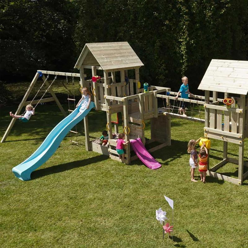 Load image into Gallery viewer, Set of 2 wooden towers with slide