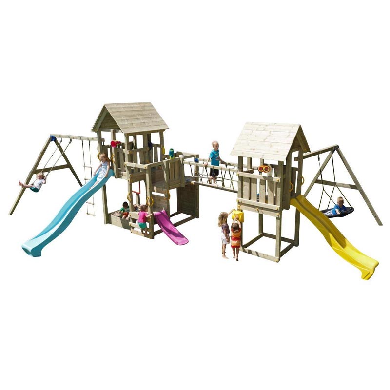 Load image into Gallery viewer, Set of 2 wooden towers with slide