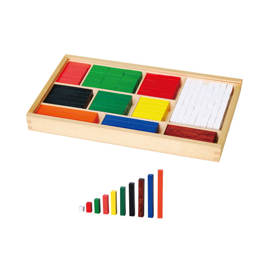 Conjunto de 308 barras de cuisenaire em madeira