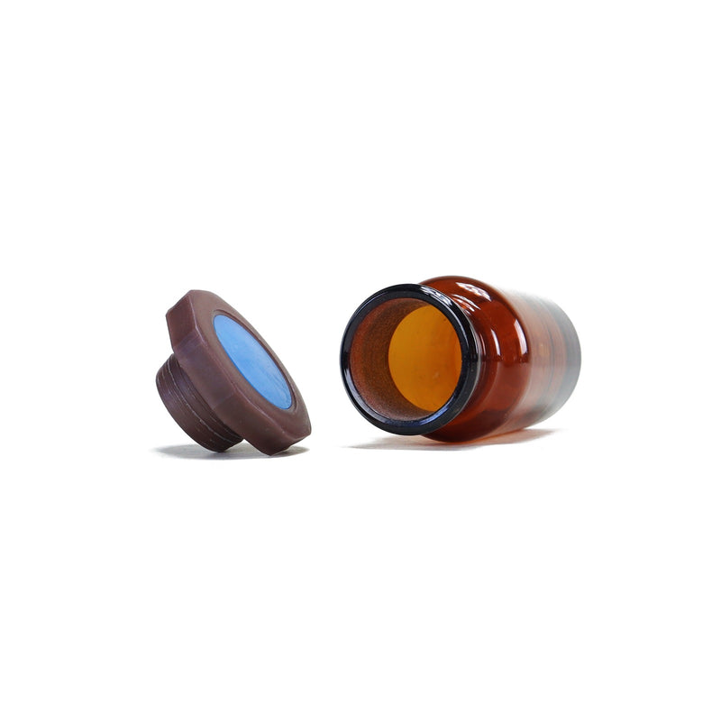Load image into Gallery viewer, Wide mouth amber glass bottle with PE stopper