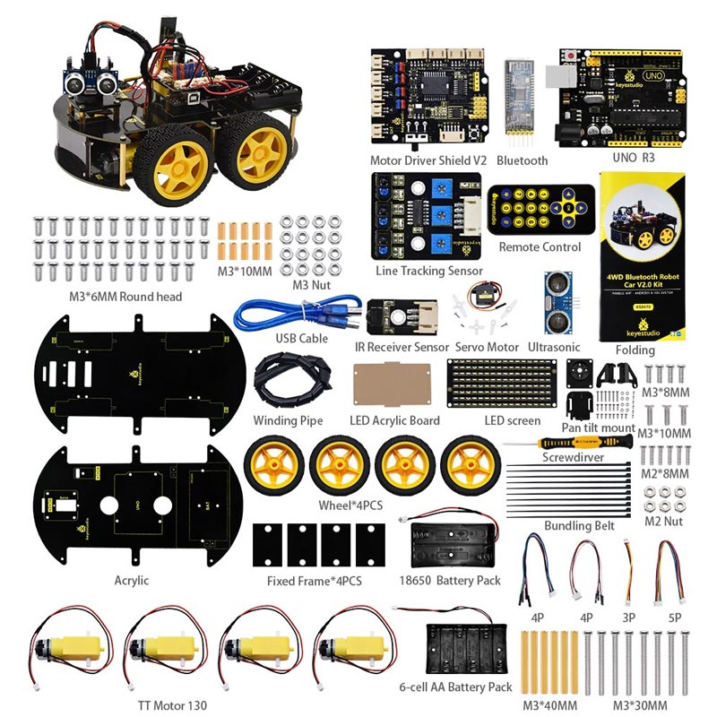 Carregar imagem para visualizador de galeria, Kit 4WD BT Carro Robô V2.0
