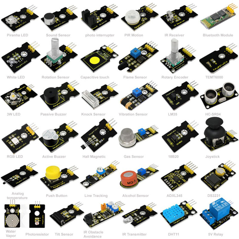 Carregar imagem para visualizador de galeria, Kit de 37 sensores para Arduino Keyestudio
