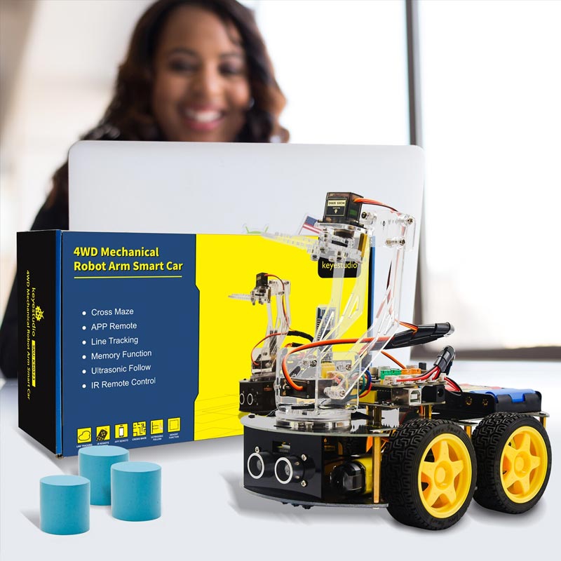 Carregar imagem para visualizador de galeria, Kit Robô 4WD inteligente com braço mecânico Keyestudio