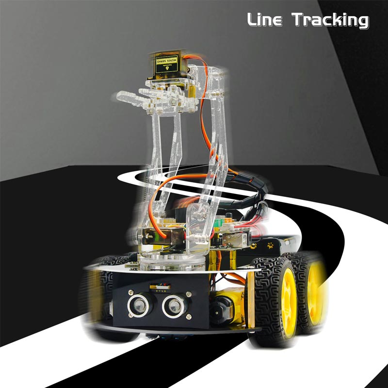 Carregar imagem para visualizador de galeria, Kit Robô 4WD inteligente com braço mecânico Keyestudio