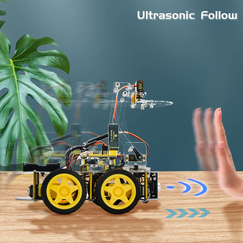 Carregar imagem para visualizador de galeria, Kit Robô 4WD inteligente com braço mecânico Keyestudio