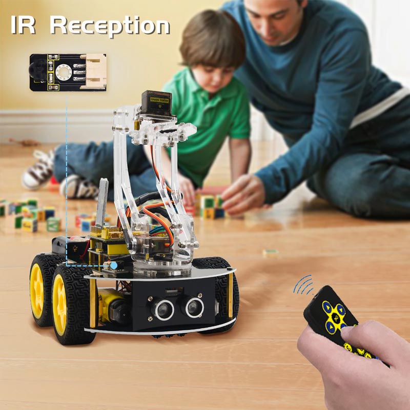 Carregar imagem para visualizador de galeria, Kit Robô 4WD inteligente com braço mecânico Keyestudio