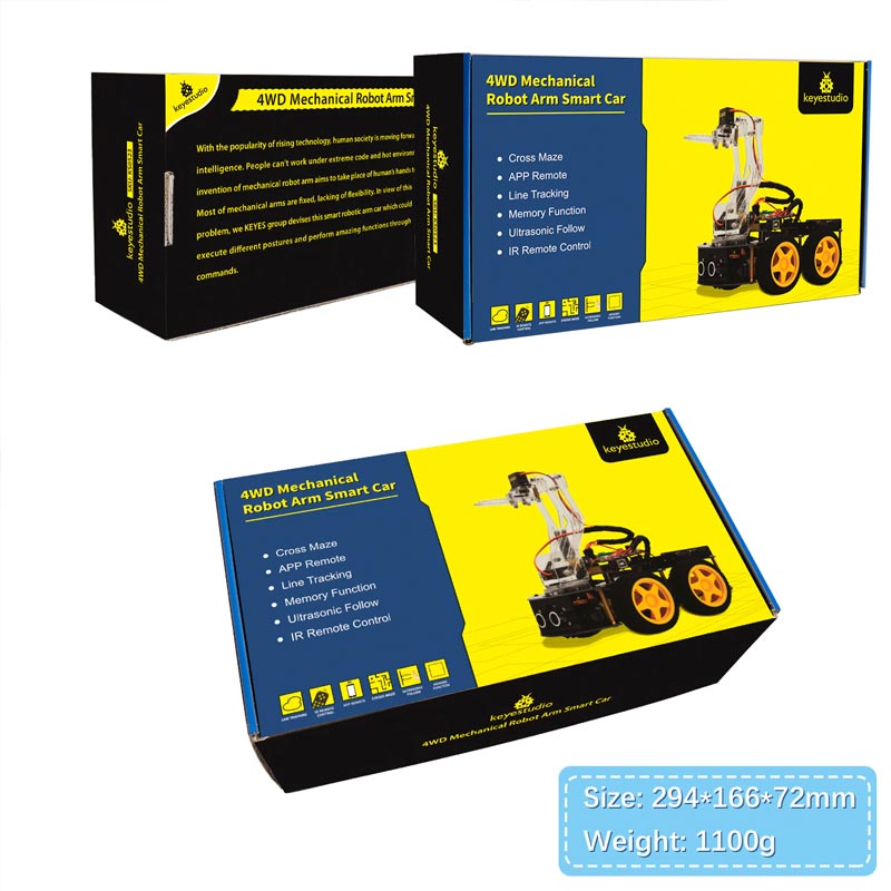 Carregar imagem para visualizador de galeria, Kit Robô 4WD inteligente com braço mecânico Keyestudio