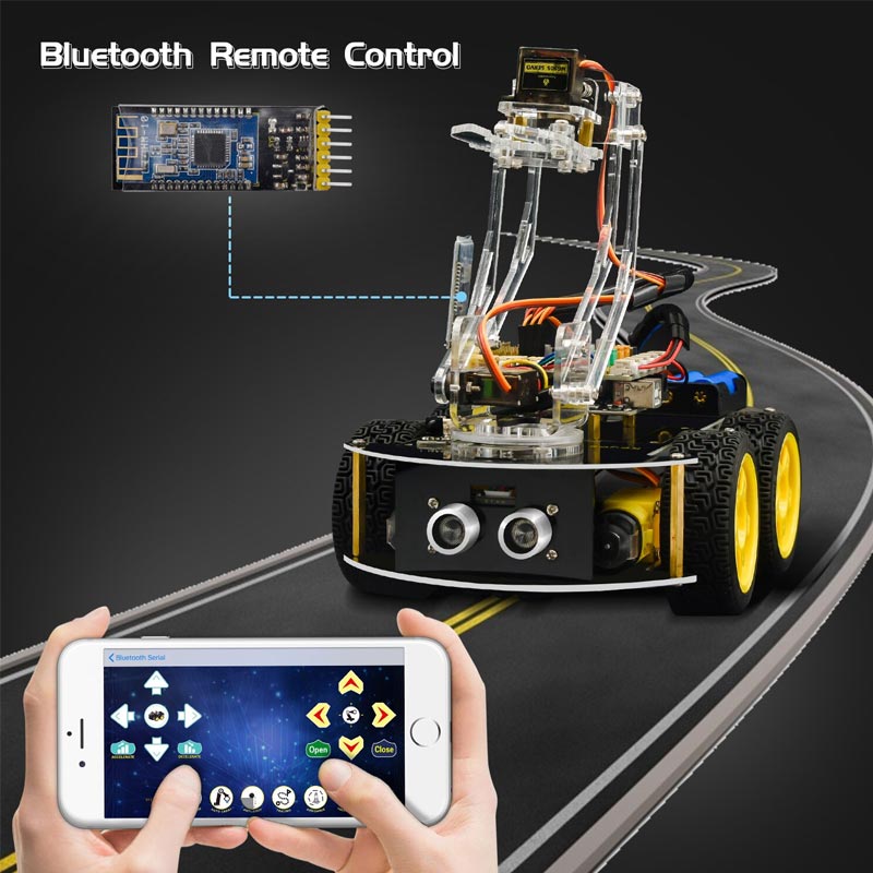 Carregar imagem para visualizador de galeria, Kit Robô 4WD inteligente com braço mecânico Keyestudio