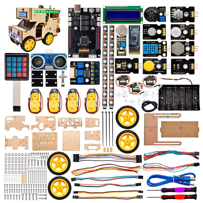 Carregar imagem para visualizador de galeria, Kit Robô carro-casa STEAM (Android/IOS) Arduino Keyestudio
