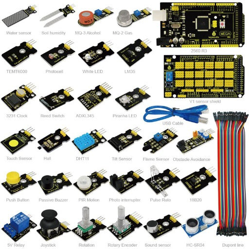 Carregar imagem para visualizador de galeria, Kit 30 sensores com placa Arduino MEGA 2563 R3 Keyestudio