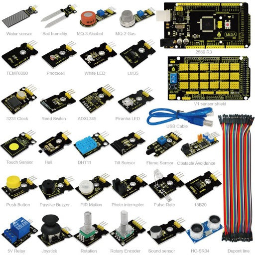 Kit 30 sensores com placa Arduino MEGA 2563 R3 Keyestudio