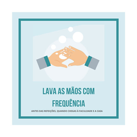 Vinil adesivo para sinalização "lava as mãos com frequência" 26x26cm