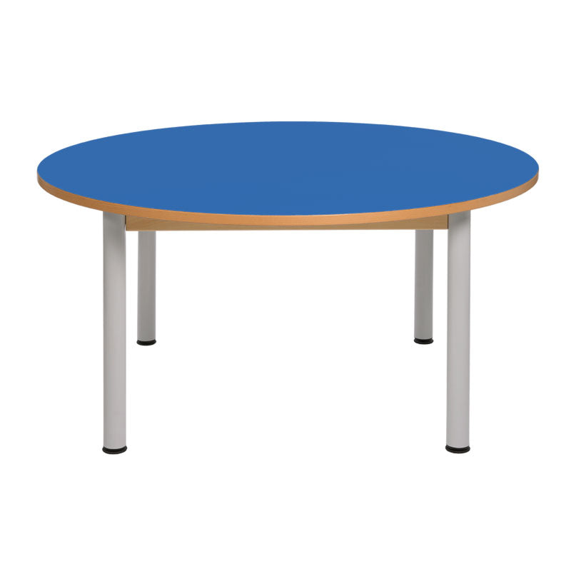 Load image into Gallery viewer, Circular table with wooden structure and metal legs
