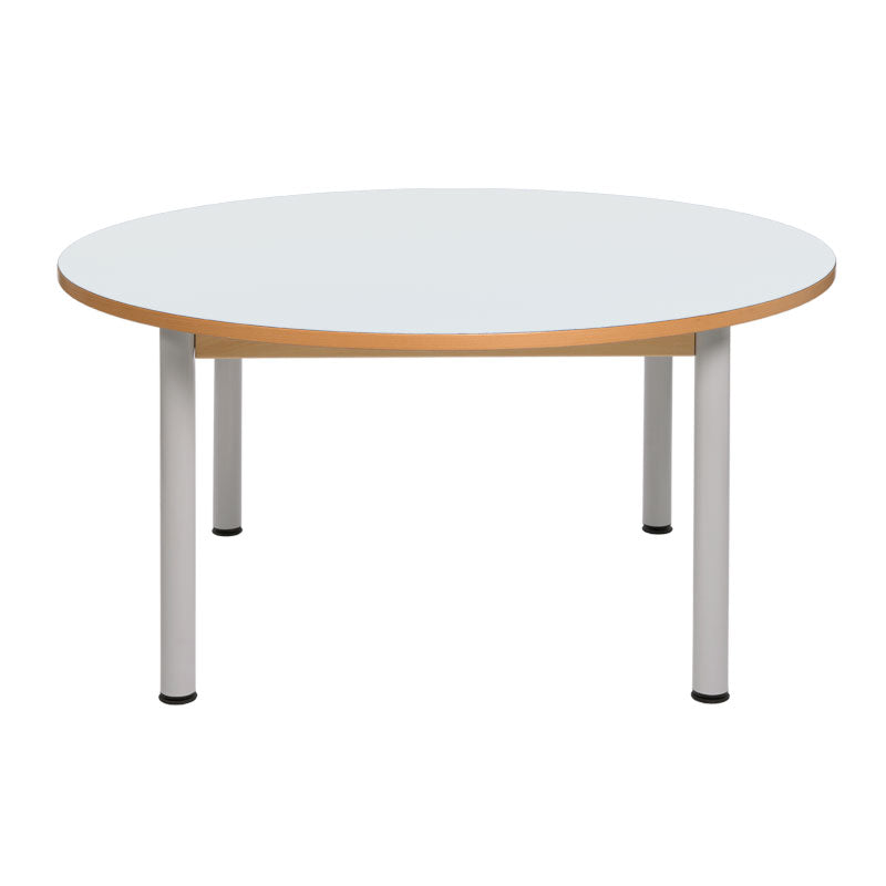 Load image into Gallery viewer, Circular table with wooden structure and metal legs