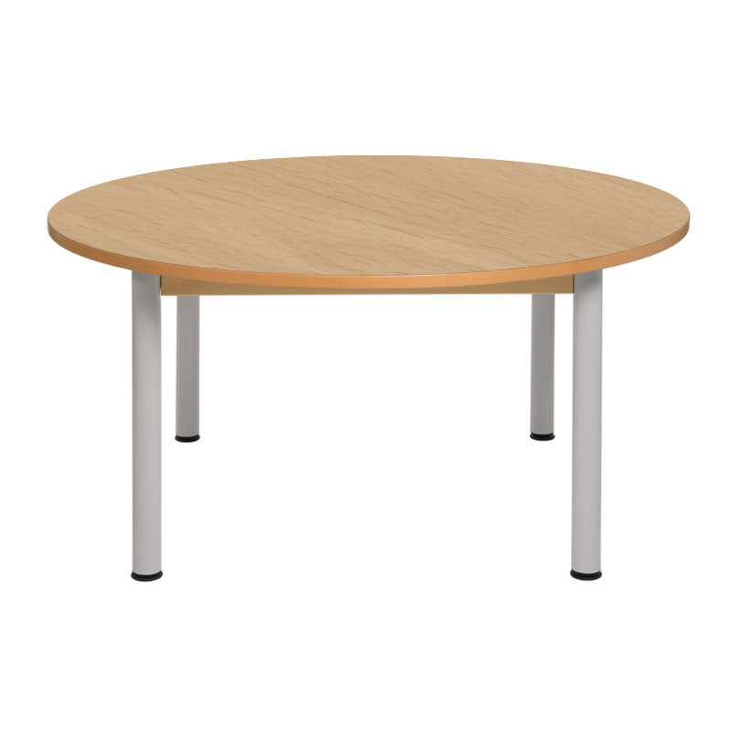 Load image into Gallery viewer, Circular table with wooden structure and metal legs