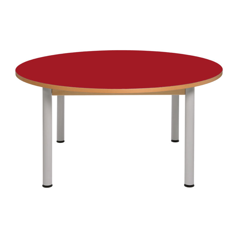 Load image into Gallery viewer, Circular table with wooden structure and metal legs