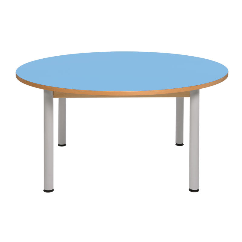Load image into Gallery viewer, Circular table with wooden structure and metal legs