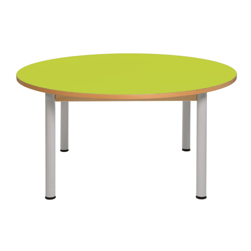 Load image into Gallery viewer, Circular table with wooden structure and metal legs