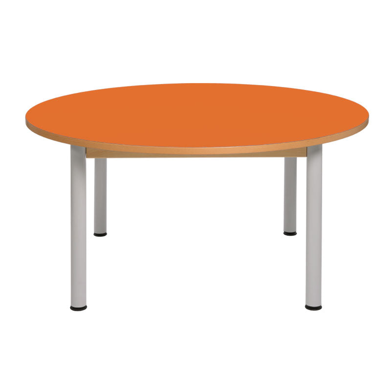 Load image into Gallery viewer, Circular table with wooden structure and metal legs