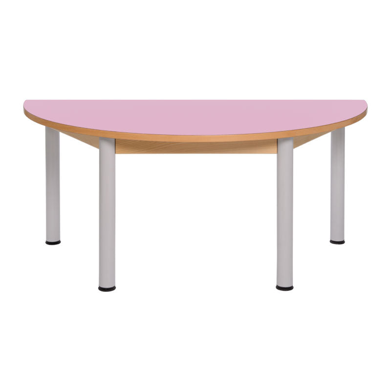 Load image into Gallery viewer, Semi-circular table with wooden structure and metal legs