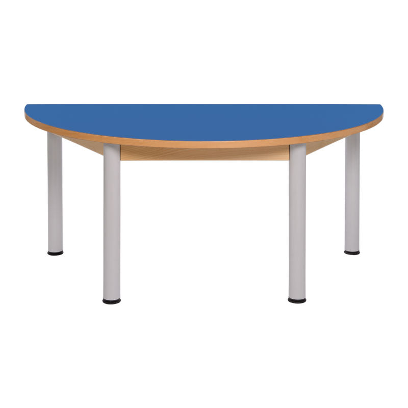 Load image into Gallery viewer, Semi-circular table with wooden structure and metal legs