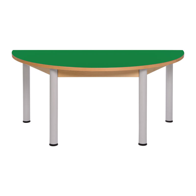 Load image into Gallery viewer, Semi-circular table with wooden structure and metal legs