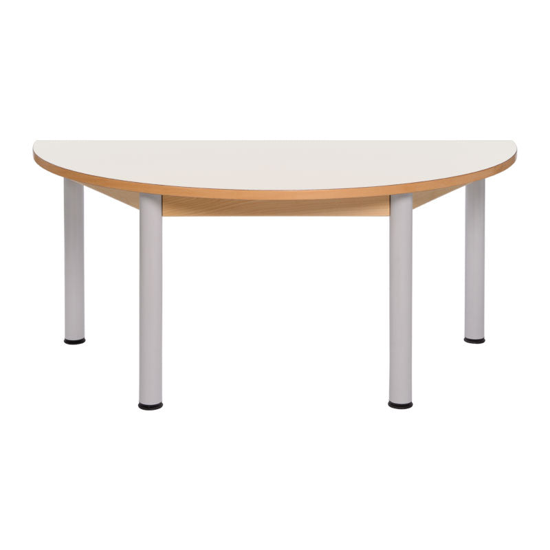 Load image into Gallery viewer, Semi-circular table with wooden structure and metal legs