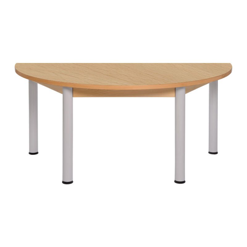 Load image into Gallery viewer, Semi-circular table with wooden structure and metal legs