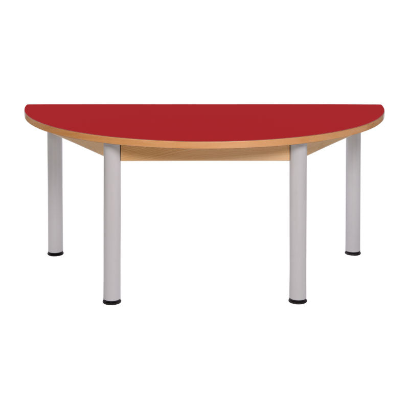 Load image into Gallery viewer, Semi-circular table with wooden structure and metal legs
