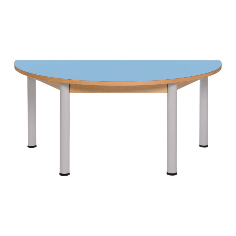 Load image into Gallery viewer, Semi-circular table with wooden structure and metal legs