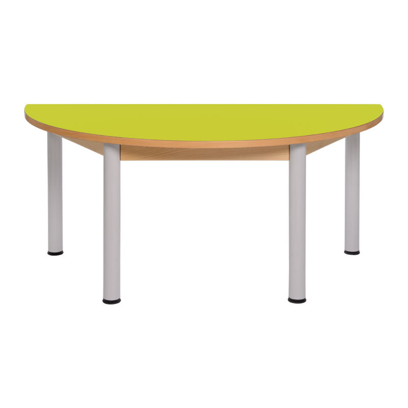 Load image into Gallery viewer, Semi-circular table with wooden structure and metal legs