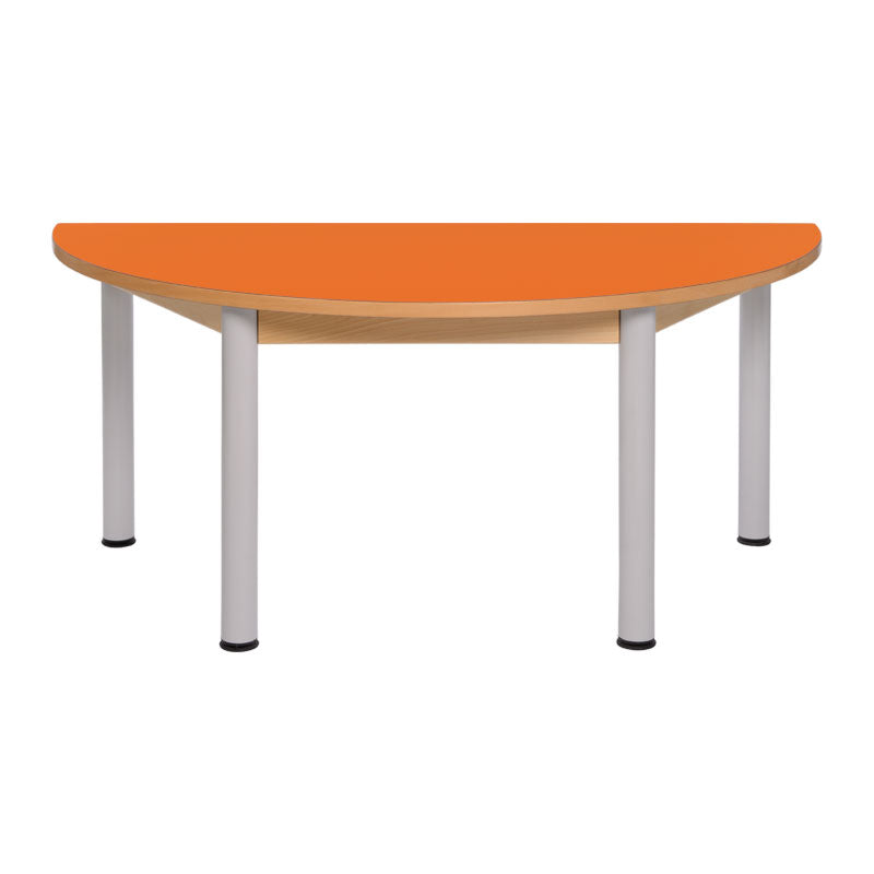 Load image into Gallery viewer, Semi-circular table with wooden structure and metal legs