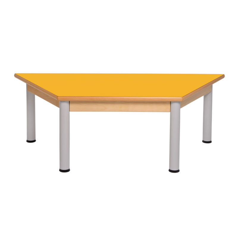 Load image into Gallery viewer, Trapezoidal table with wooden structure and metal legs
