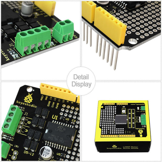 Shield controlador de motor L298P puente H para Arduino Keyestudio