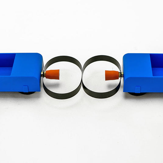 Pair of simple low-friction collision trolleys
