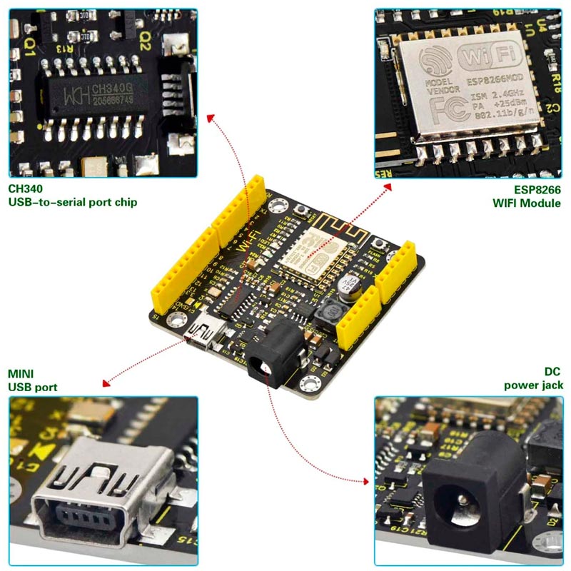 Cargue la imagen en el visor de la galería, Placa de desarrollo WiFi Keyestudio ESP8266