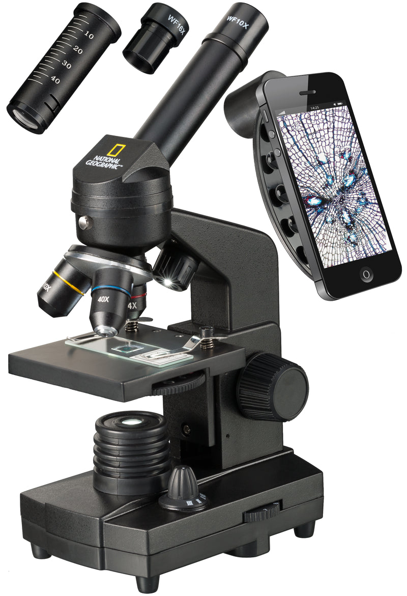 Cargue la imagen en el visor de la galería, Microscópio NATIONAL GEOGRAPHIC 40x-1280x com suporte para smartphone

