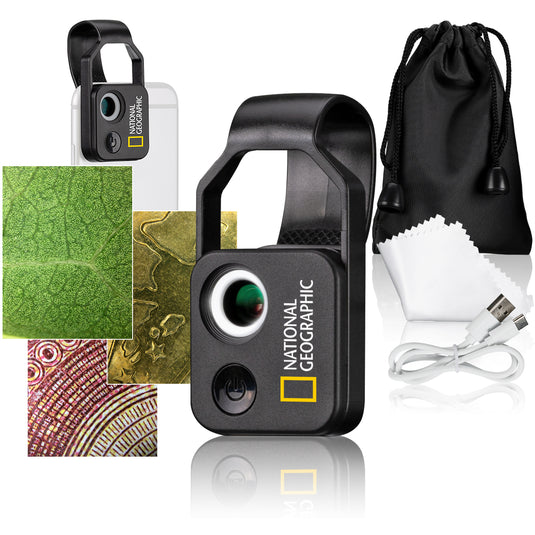 NATIONAL GEOGRAPHIC Microscópio 200x para smartphone com CPL