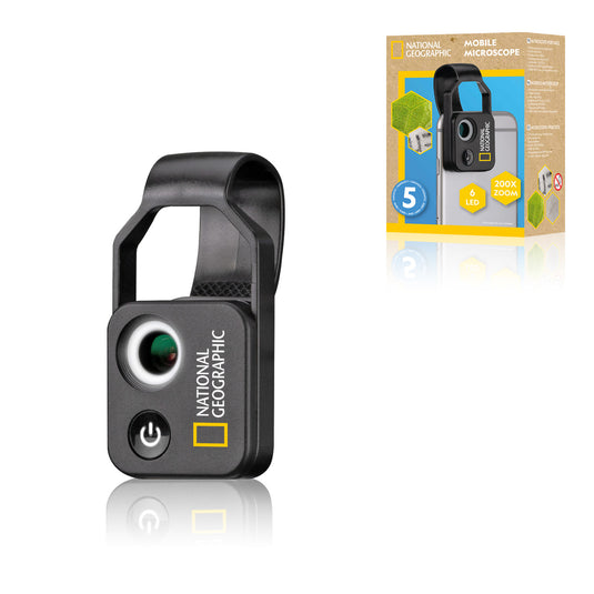 NATIONAL GEOGRAPHIC Microscópio 200x para smartphone com CPL