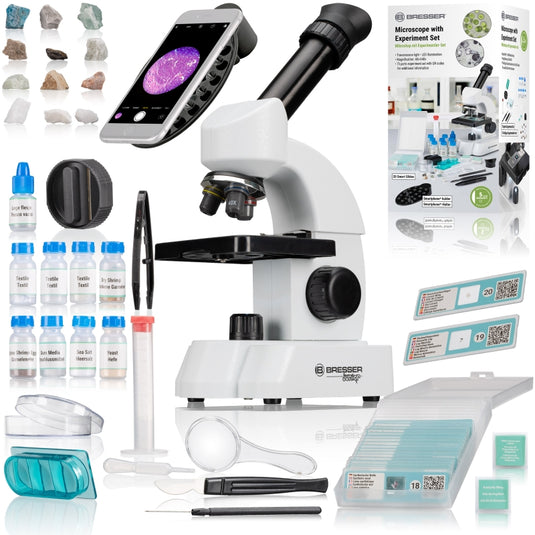 Microscópio Junior 40x–640x com conjunto de acessórios inteligentes